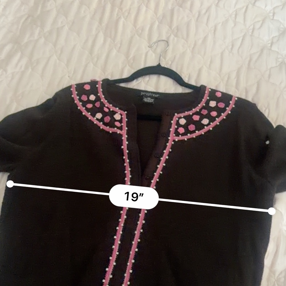 Vintage Lambswool Sweater Cardigan |Brown Pink Floral Cottagecore Soft Grunge XL - Picture 11 of 13